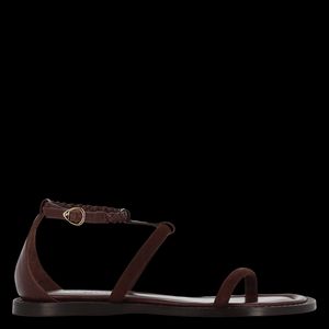 Socque Paris - Sandales plates à brides en cuir - Taille 41 - Marron