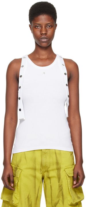 The Attico White Studded Tank Top