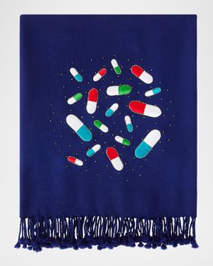 Pills Embellished Merino Wool Throw, 50" x 70"