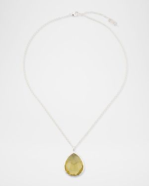 Rock Candy Large Honey Citrine Teardrop Pendant Necklace in Sterling Silver
