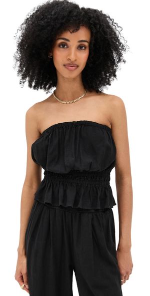 Stateside Linen Cropped Tube Top Black M