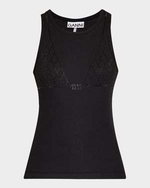 Soft Rib Rhinestone Tank Top