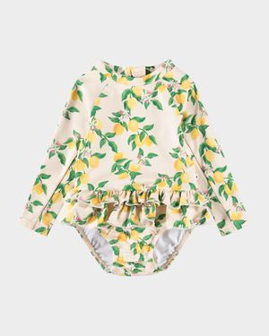 Girl's Narice Ruffled One-Piece Swimsuit, Size 3M-3