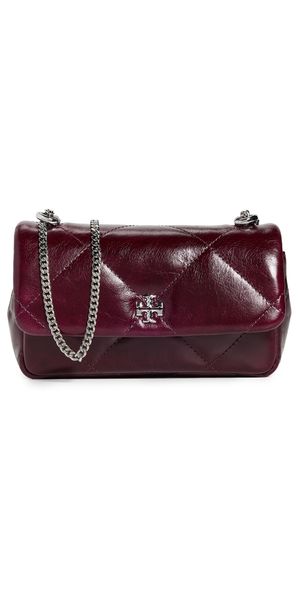 Tory Burch Kira Diamond Quilt Distressed Mini Flap Bag Dark Carmine One Size