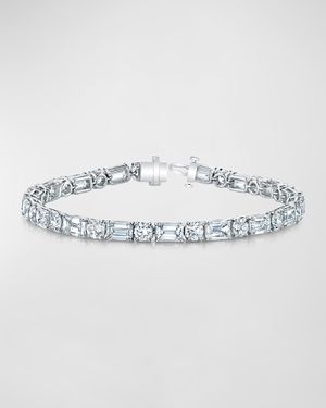 Platinum East-West Alternating Prong-Set Diamond Bracelet, 7.00tcw, 7"L