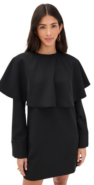 GANNI Light Twill Suiting Circle Collar Mini Dress Black 32