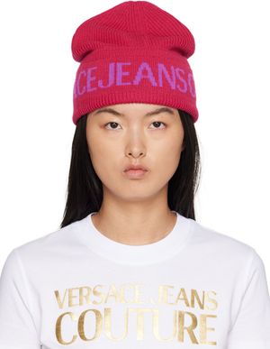 Versace Jeans Couture Pink Jacquard Beanie