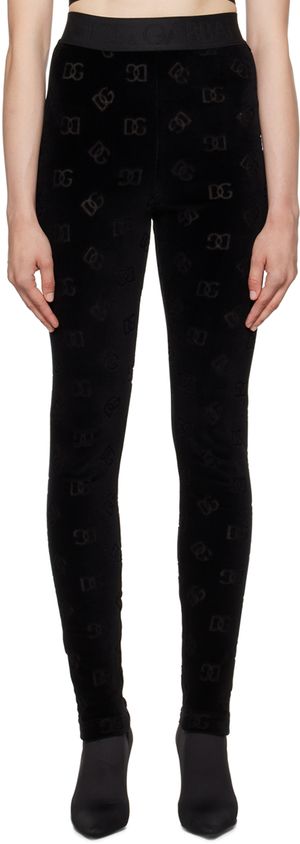 Dolce&Gabbana Black Flocked Leggings