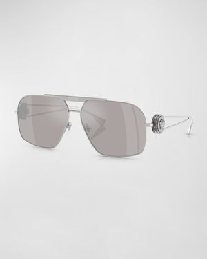 Medusa Medallion Steel Aviator Sunglasses