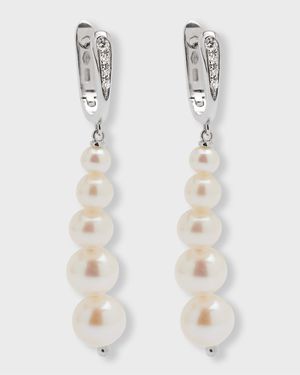Graduated Pearl & Diamond Earrings