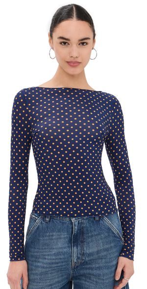 Miaou Amelia Top Blue Polka Dots M