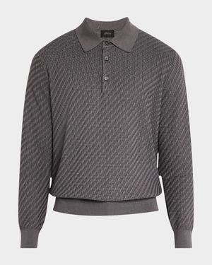 Men's Basketweave Polo Sweater
