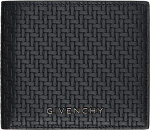 Givenchy Portefeuille noir en cuir à motif graphique à effet tressé
