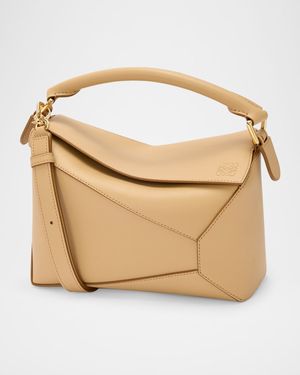 Puzzle Edge Small Shoulder Bag in Calfskin Leather