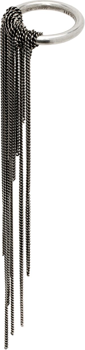 Ann Demeulemeester Silver Cea Long Chains Ring