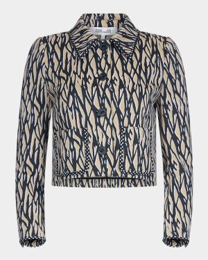 Annalise Cropped Abstract Intarsia Jacket