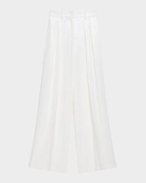 Pleated Sequin Wide-Leg Slouch Trousers