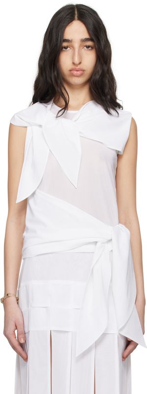 SUPER YAYA White Scarf Blouse