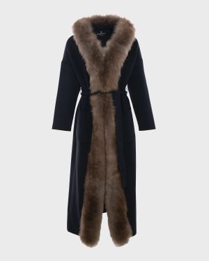 Cashmere Wrap Parka Jacket with Select Cashmere Goat Trim