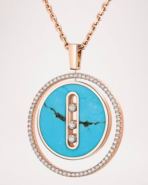 LUCKY MOVE 18K ROSE GOLD TURQUOISE PENDANT NECKLACE