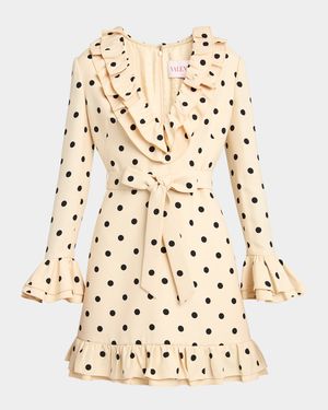 Ruffle Polka Dot Belted Mini Dress