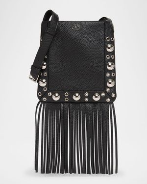Nellcote Small Fringe Studded Leather Crossbody Bag