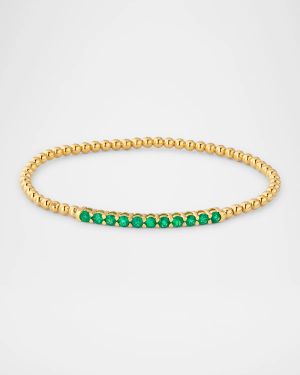 Rainbow 18K Yellow Gold Emerald Stretch Bracelet
