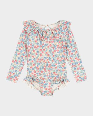 Girl's Manuca Floral-Print Swimsuit, Size 6M-10
