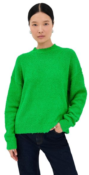 Tibi Serviette Crewneck Easy Pullover Green XS