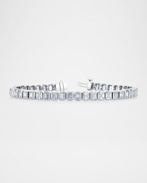x Christina Adamo Platinum North-South Emerald-Cut Bezel Diamond Bracelet, 7"L, 12.90tcw