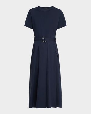 Gommoso Pleated Cotton Midi Dress