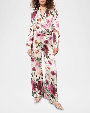 Devon Floral-Print Wide-Leg Pull-on Pants