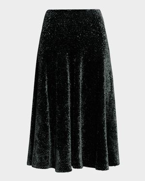 Velvet A-Line Midi Skirt