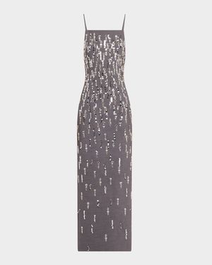 Square-Neck Crystal Tubino Gown