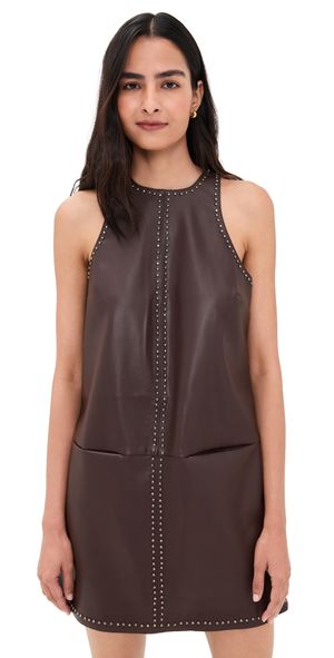 Saylor Damian Faux Leather Mini Dress Chocolate XS