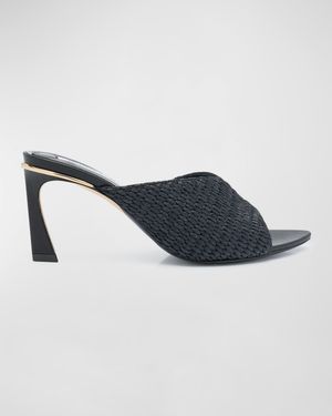 Raffia Stiletto Mule Sandals
