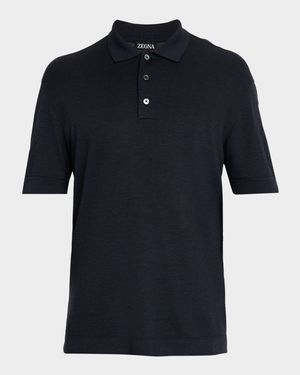 Men's Cotton and Silk Tipped Polo Shirt