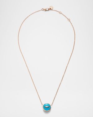 Pom Pom Dot 18K Rose Gold Turquoise and Diamond Reversible Necklace