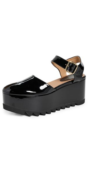 Stella McCartney Elyse Patent Alter Mat Platform Sandals Black 39
