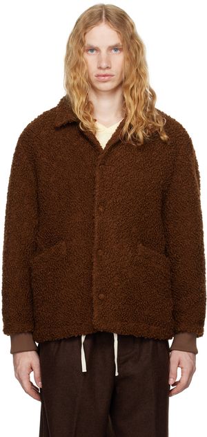 DOCUMENT Blouson brun en bouclé de laine