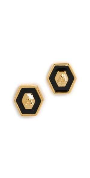 Gwen Beloti Initial Hex Stud Earrings M One Size