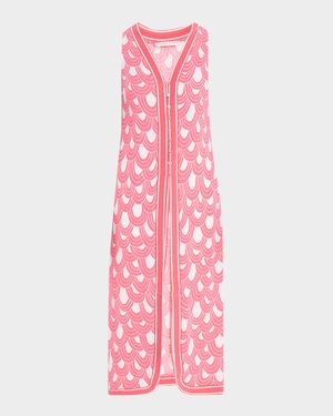 Slice Sleeveless Scallop-Print Long Top