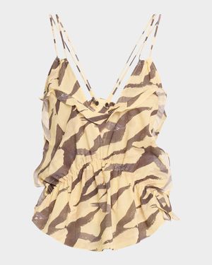 Dariah Tiger-Print Ruffle Top