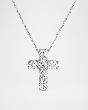 18K White Gold Diamond Cross Necklace, 1.06tcw