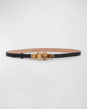 The Knuckle Black Leather Skinny Belt