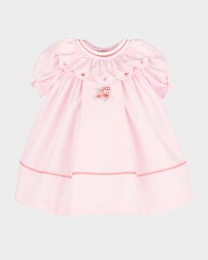 Girl's Pumpkin Embroidery Ruffled Cotton Dress, Size 3M-3