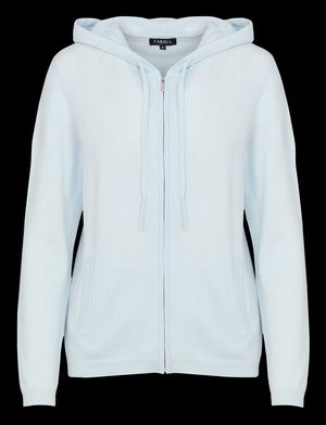 Caroll - Gilet droit à capuche en laine et cachemire - Taille L - Bleu