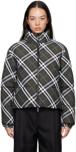 Burberry Khaki Check Reversible Down Puffer Jacket