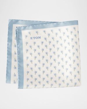 Men's Palm Tree-Print Silk Pocket Square