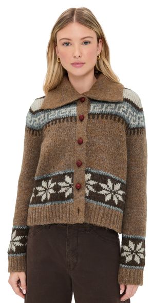 THE GREAT. The Nordic Scholar Cardigan Hickory Fair Isle 2